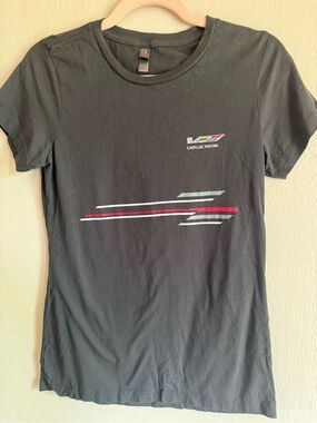 Cadillac Racing V-Series Graphic T-Shirt Gray Size Small Womens Fitted Tee